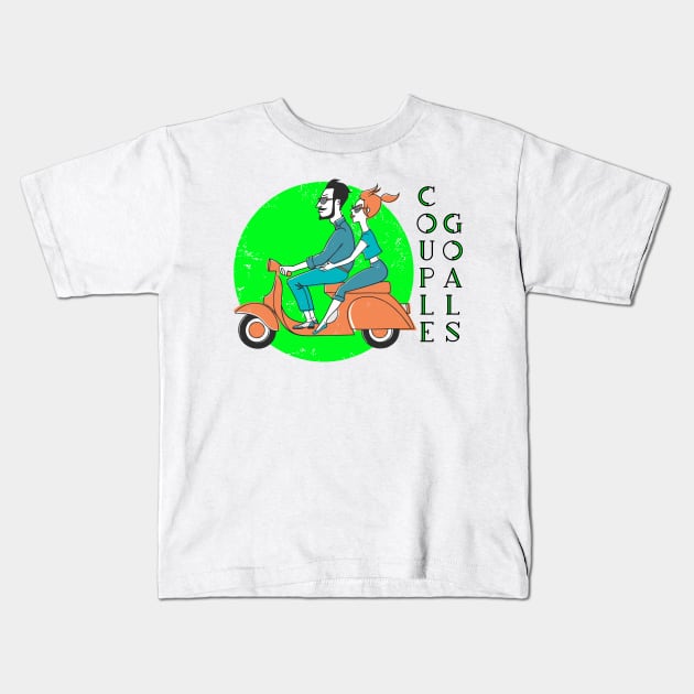 couple goals couple riding on scooter Kids T-Shirt by gurvindersohi3
